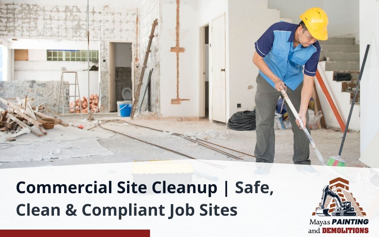 Cleanup crew removing debris from an office construction site