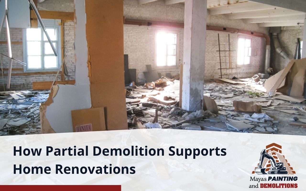 Interior wall being partially removed for remodeling project