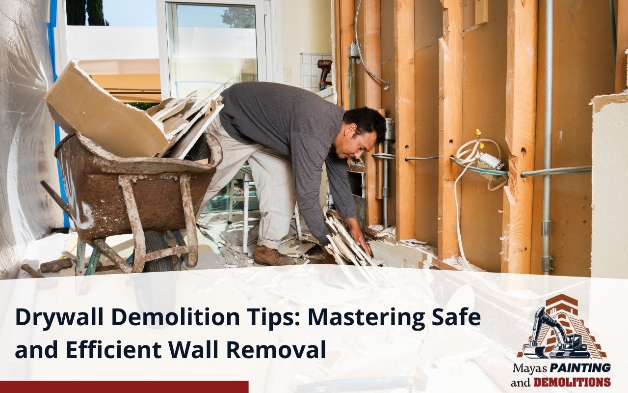Essential tools for drywall demolition tips including utility knife and safety gear