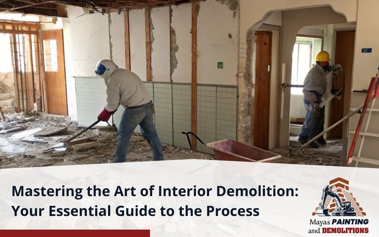 Essential tools used in the interior demolition process for safe and efficient wall removal.
