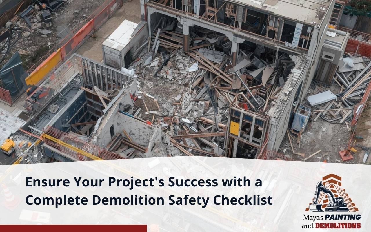 Workers inspecting proper safety gear as part of a demolition safety checklist