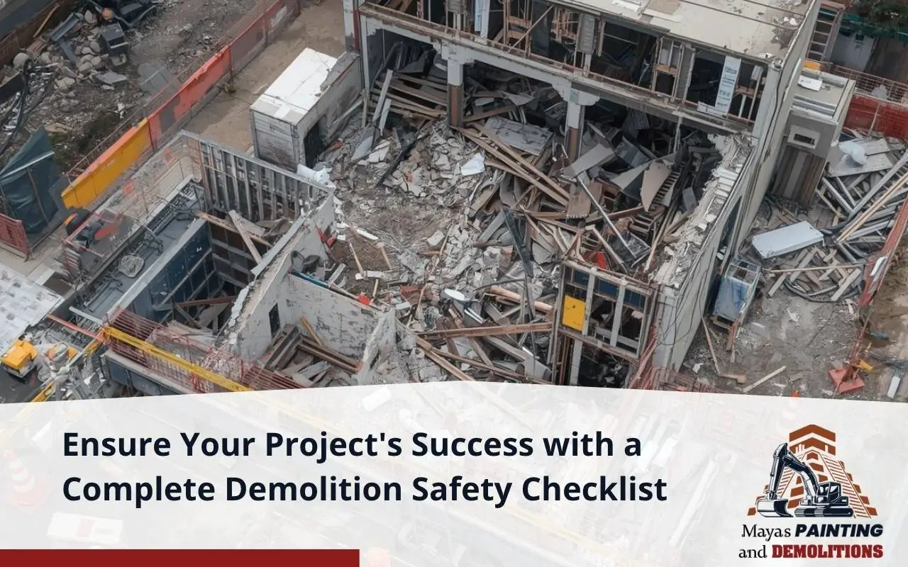 Workers inspecting proper safety gear as part of a demolition safety checklist